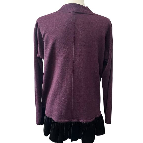 WRAP Designed in London Plum 100% Merino Wool w/Silk Blend Ruffle Size 10 - Picture 5 of 8